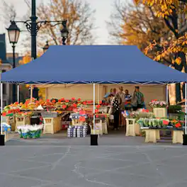 Mondawe - 10 x 20 FT Pop-Up Canopy Tent with Carry Bag and 3-Level Height Adjustment - Blue