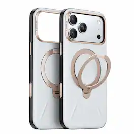 TORRAS - Ostand Q3 Vegan Leather iPhone 18 Pro Case: 360° Magnetic Stand, Organic Leather - White