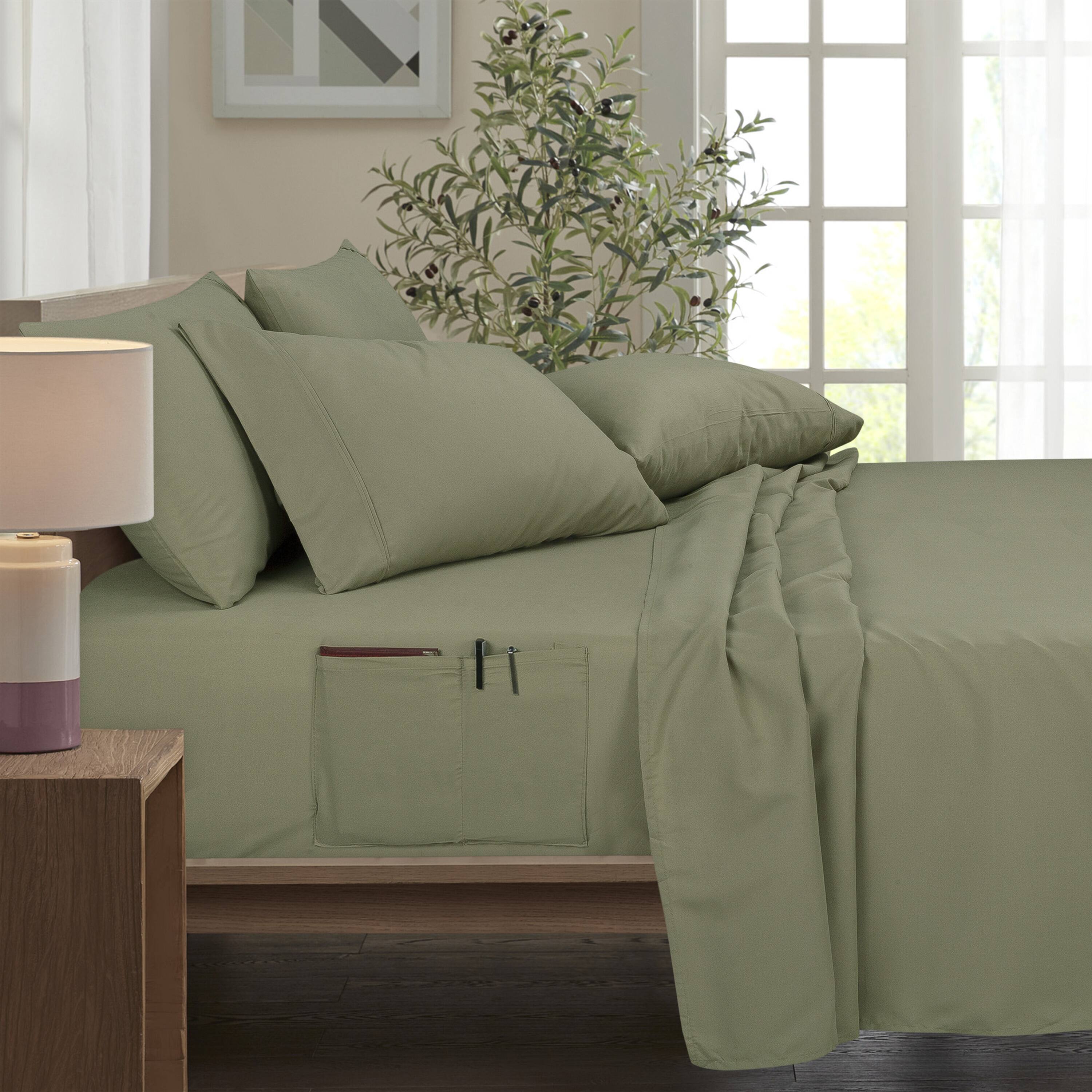 Bamboo Comfort - Bamboo 6 Piece 1800 Thread Count Smart Pocket Ultra Soft Luxury Sheet Set - Sage