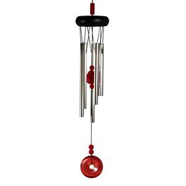 FC Design - 20" Long Wooden Top Geode Wind Chime with Red Gem Outdoor Patio or Garden Hanging Decoration - Multi-Color
