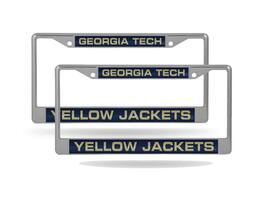 Rico Industries - Georgia Tech Yellow Jackets (Set of 2) Chrome Metal Laser Cut License Plate Frames - Multi