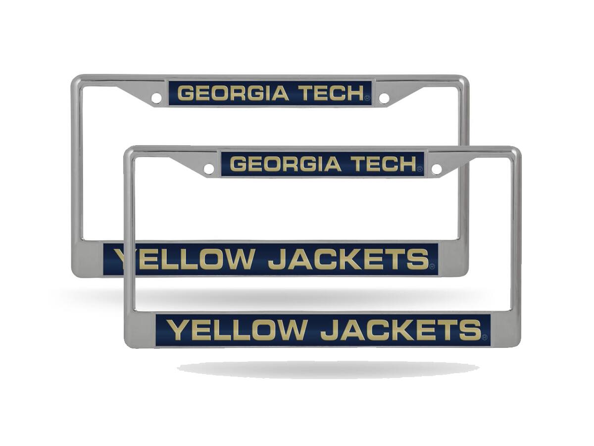 Georgia Tech Yellow Jackets (Set of 2) Chrome Metal Laser Cut License Plate Frames