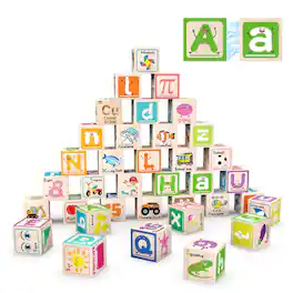 PicassoTiles - PICASSO-TILES 36 PC Letter, Alphabet, Number Magnetic Building Puzzle Cubes Set for Kids Ages 3+ - Multicolor