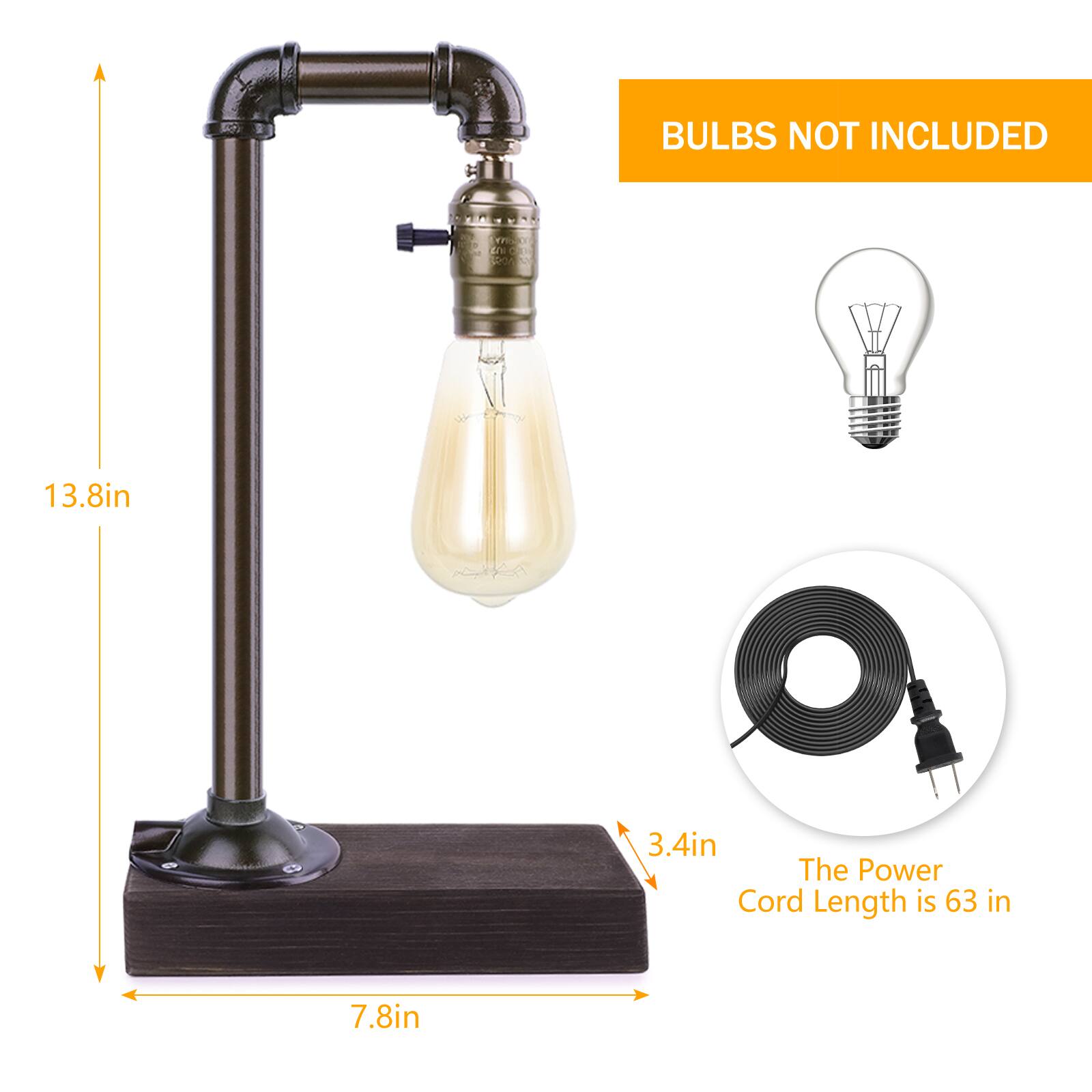 BULBS NOT INCLUDED

13.8in

3.4in

7.8in

The Power Cord Length is 63 in
