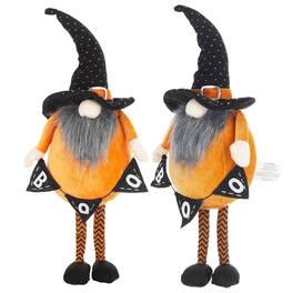Boyel Living - (Set of 2)Halloween Decorating Fabric Standing Orange Gnome with BOO Banner - Black,Orange,White