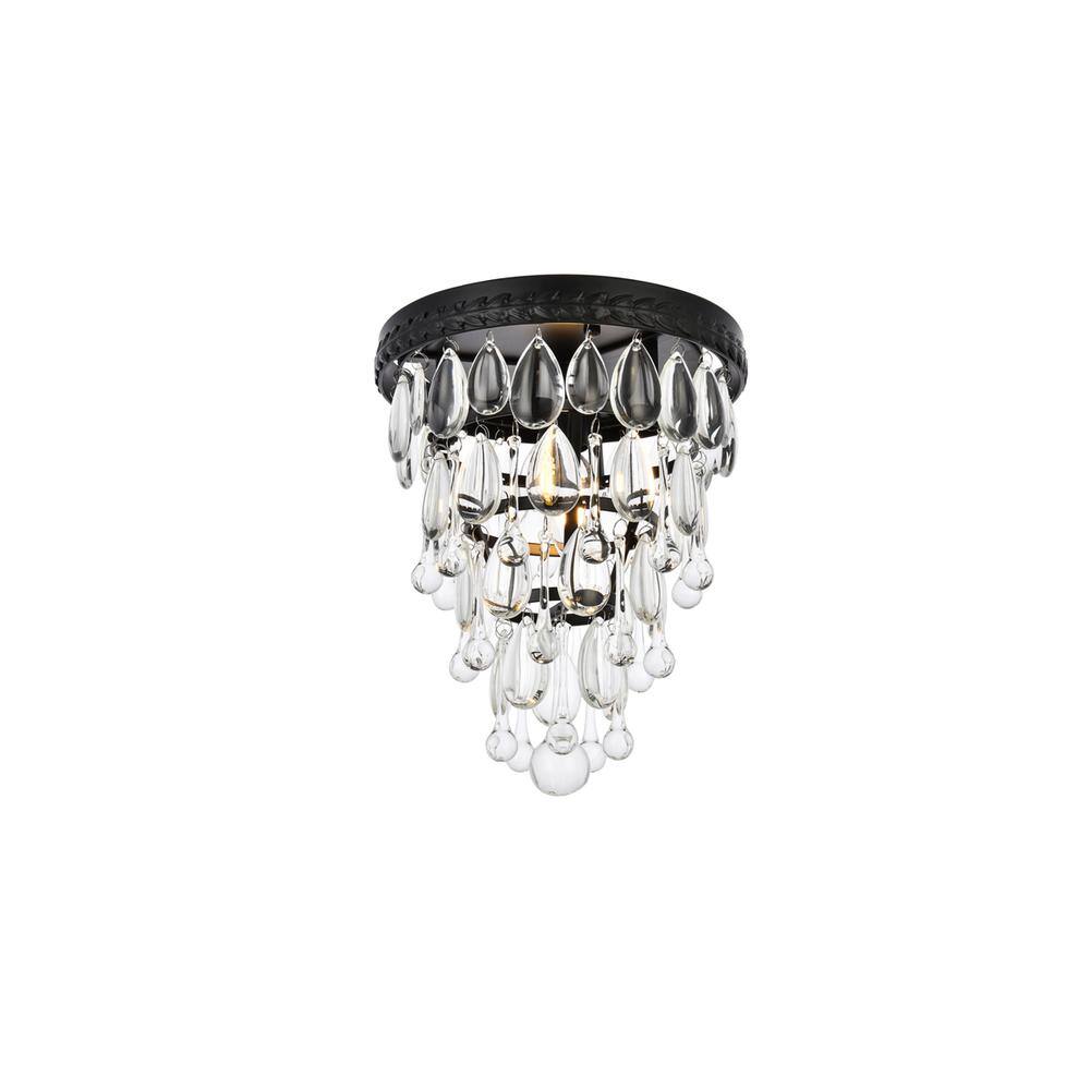 Alt View 4. Elegant Lighting - Nordic 1 light black flush mount - Black And Clear.
