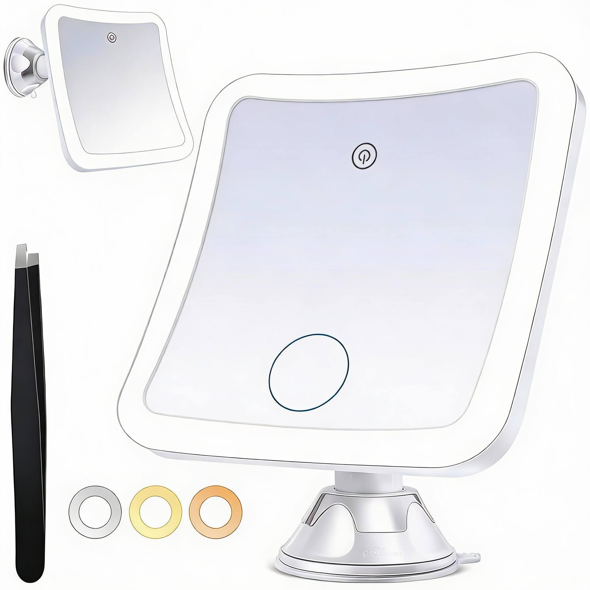 Front. PO3TICJUNKI3 - 30X Lighted Magnifying Mirror Rechargeable with Suction Cup 1500mAh - Default.