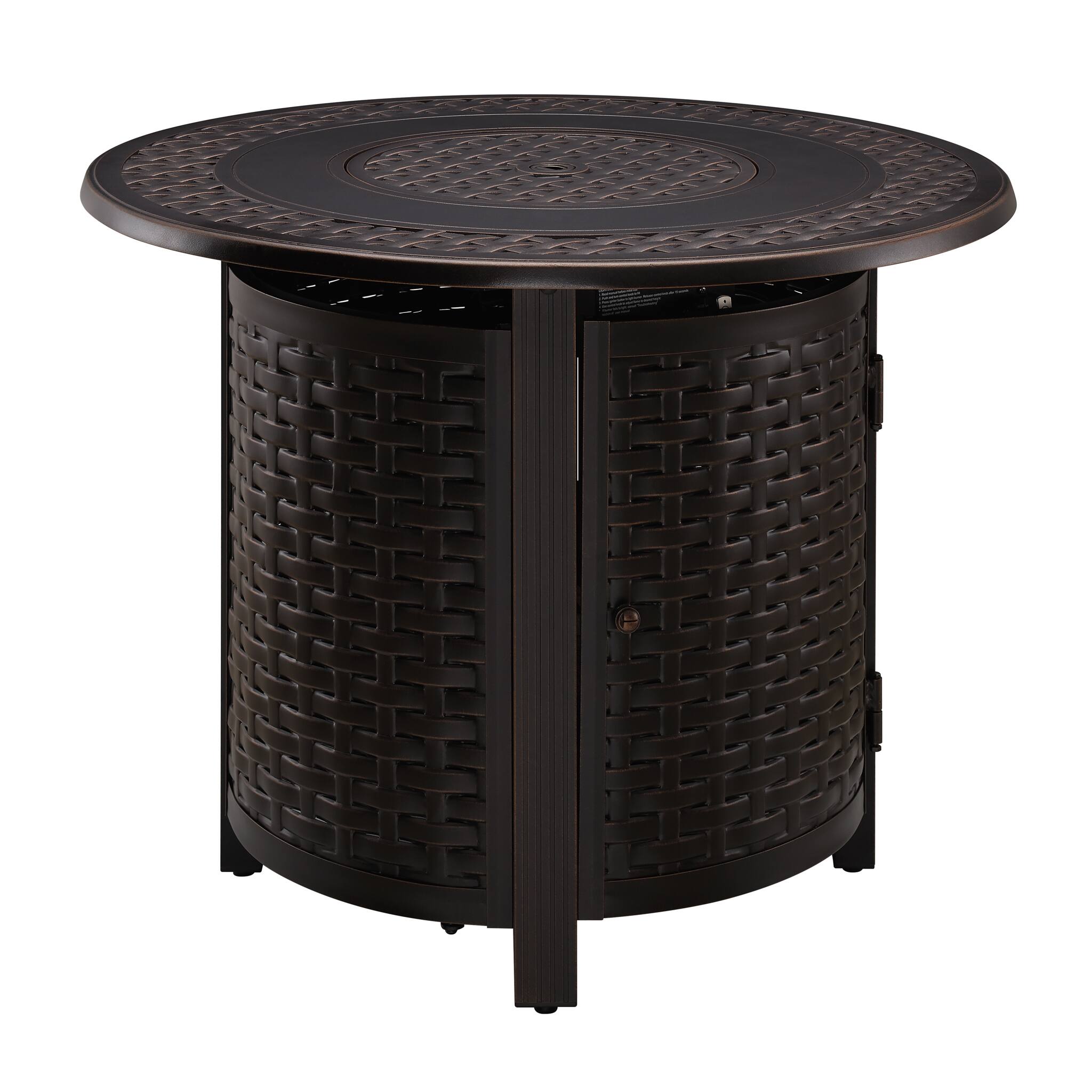 Front. Fire Sense - Hendricks Round Aluminum LPG Fire Pit - Antique Bronze.
