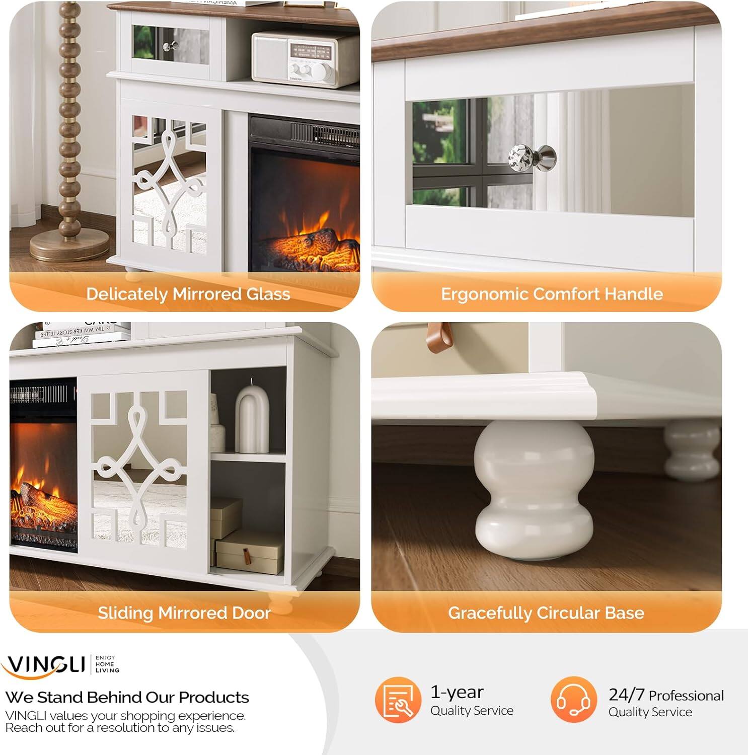 - Delicately Mirrored Glass
- Ergonomic Comfort Handle
- Sliding Mirrored Door
- Gracefully Circular Base

We Stand Behind Our Products

VINGLI values your shopping experience. Reach out for a resolution to any issues.

1-year Quality Service
24/7 Professional Quality Service