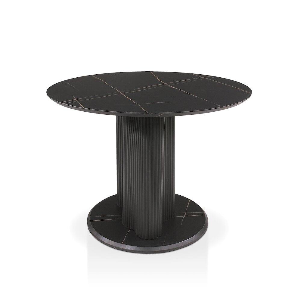 Alt View 2. Furniture of America - Elara Iron Base Pedestal Round Dining Table - Black.
