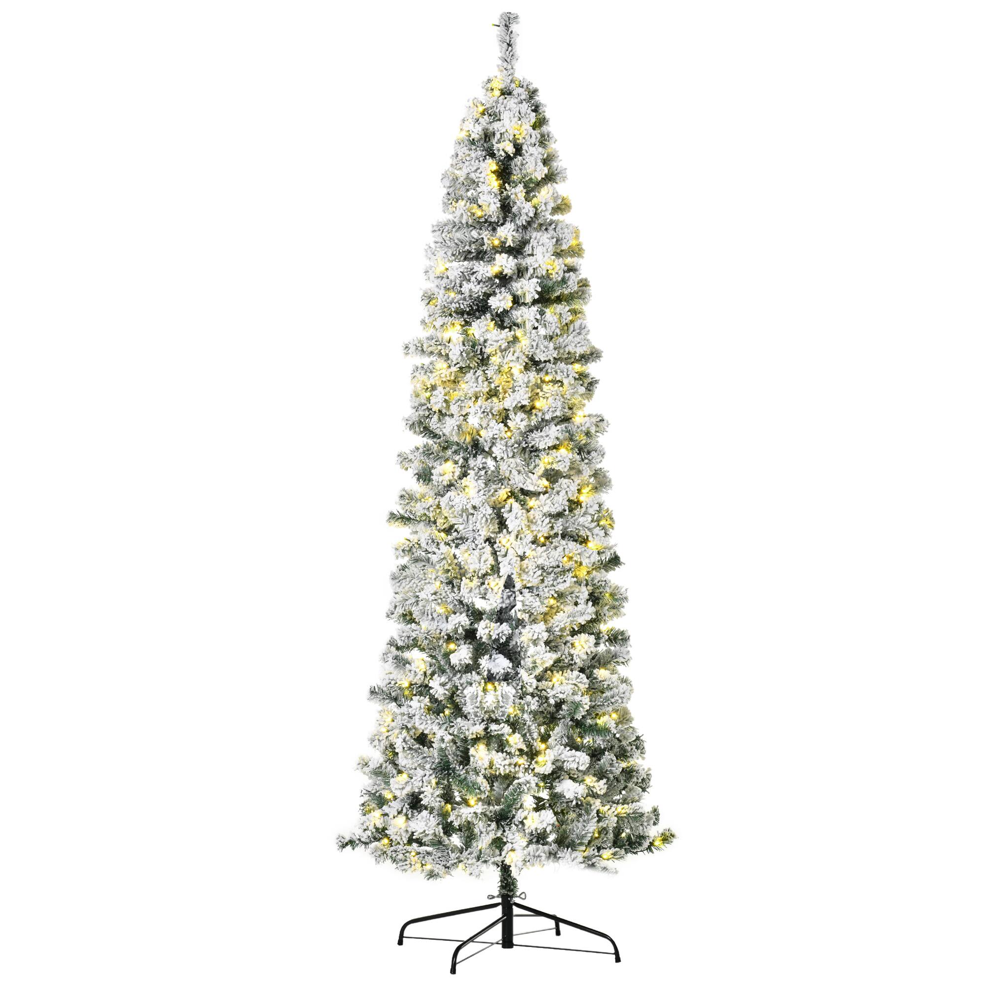 Alt View 9. Ecooso - 7.5ft Pre-Lit Snow-Flocked Slim Douglas Fir Artificial Christmas Tree，Realistic Branches, 350 LED Lights and 641 Tips - Green.