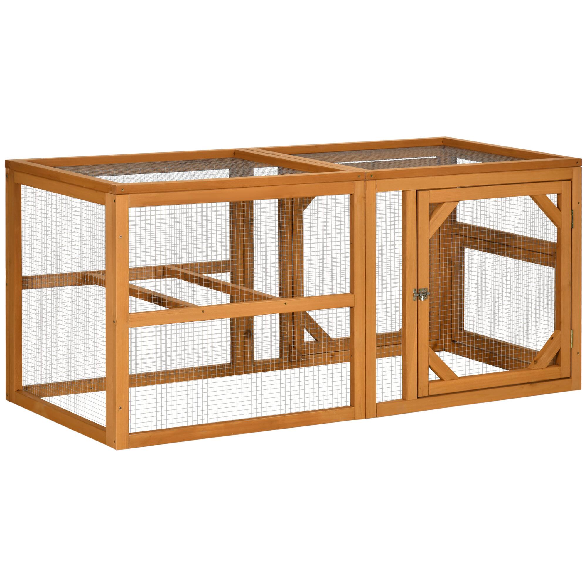 Front. Pawhut - 55" Wooden Chicken Coop Add-on Expansion, Mini Outdoor Chicken Run Hen House with Combinable Design.