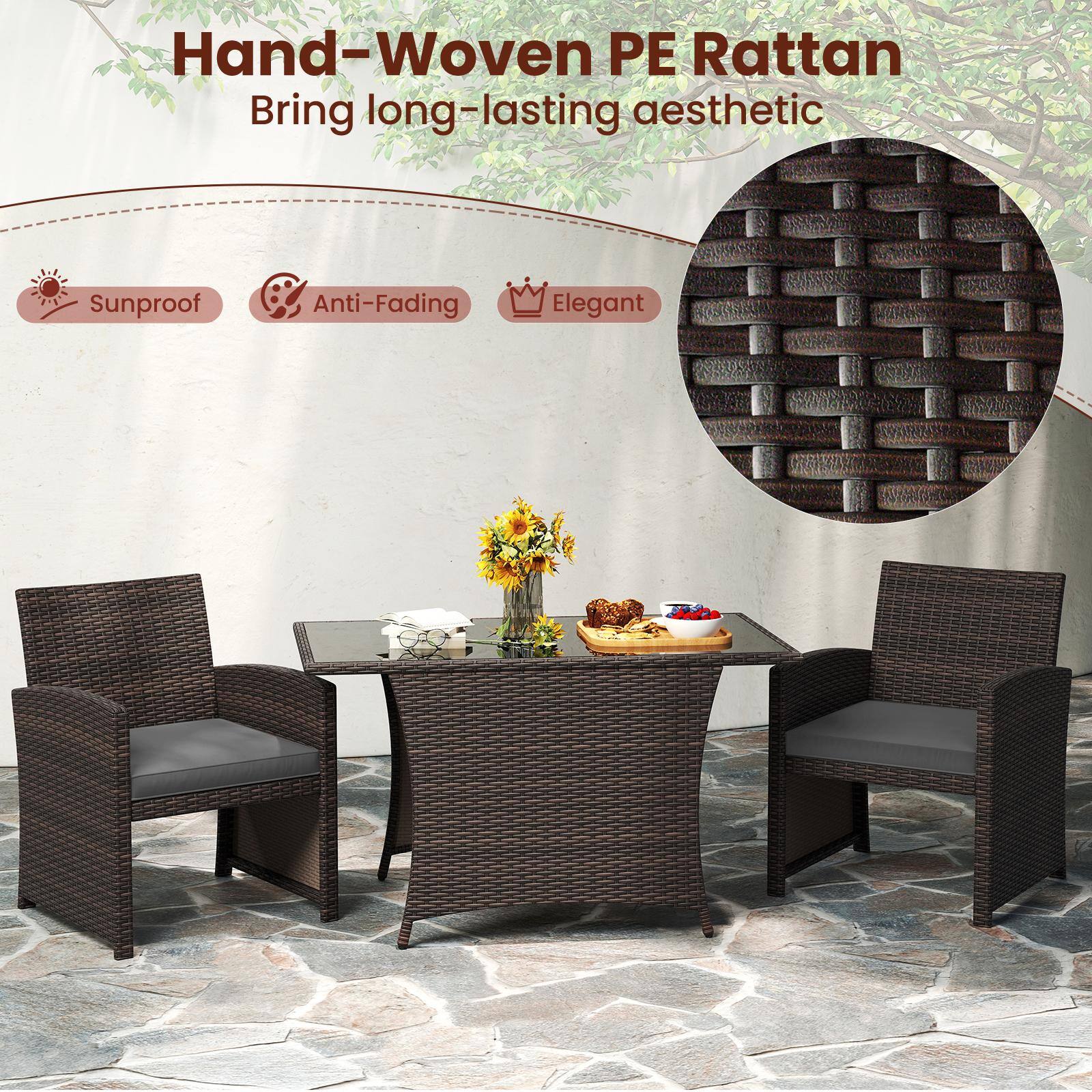 Hand-Woven PE Rattan  
Bring long-lasting aesthetic  
Sunproof  
Anti-Fading  
Elegant