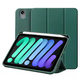 Vena - For Apple iPad Mini 6 Case, iPad Mini A17 Pro Case, iPad Mini 7 Case, Slim Trifold Stand, Protective Cover - Green