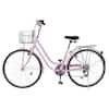 Front. Winado - 26" Beach Cruiser Bike, Commuter Bicycle, 7 Speed/Linear Pull Brakes/Widen Seat Men & Women Bike, Adult Teens Bicycle - PINK.