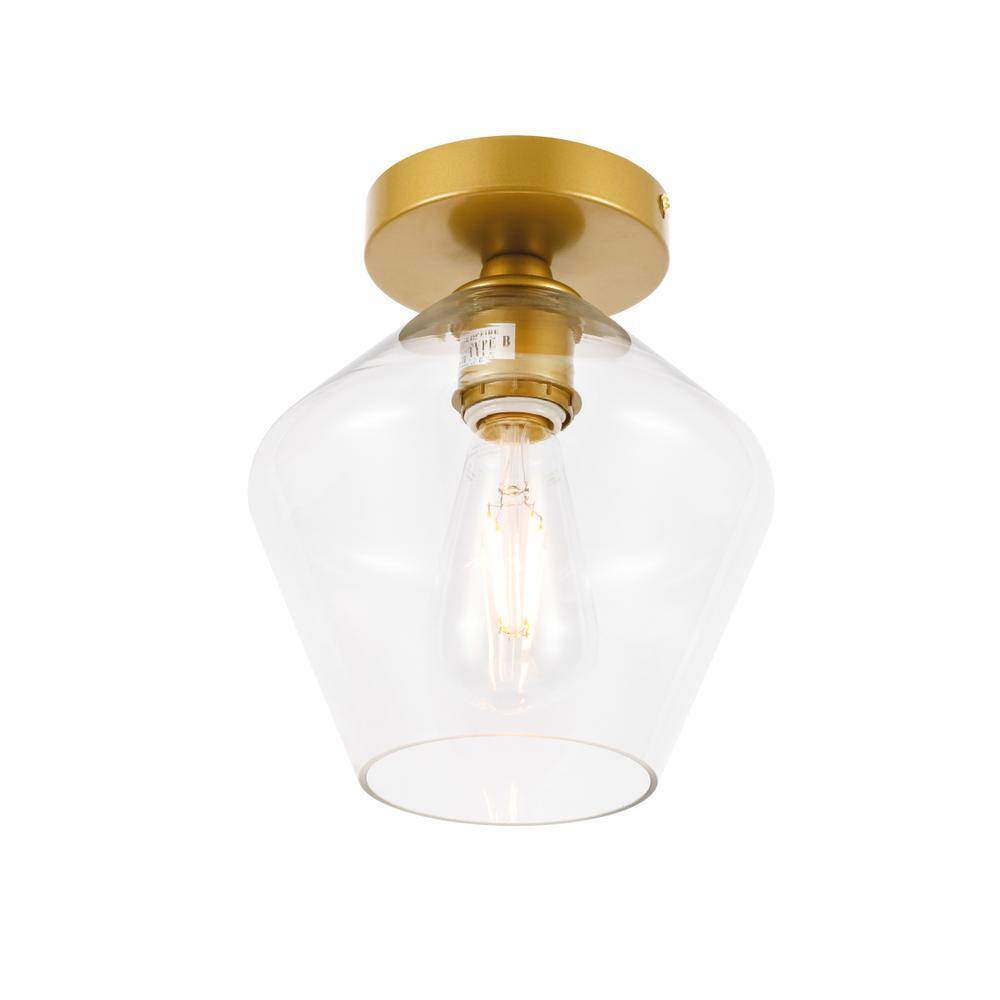 Alt View 4. Living District - Gene 1 light Brass and Clear glass Flush mount - Brass And Clear Glass.