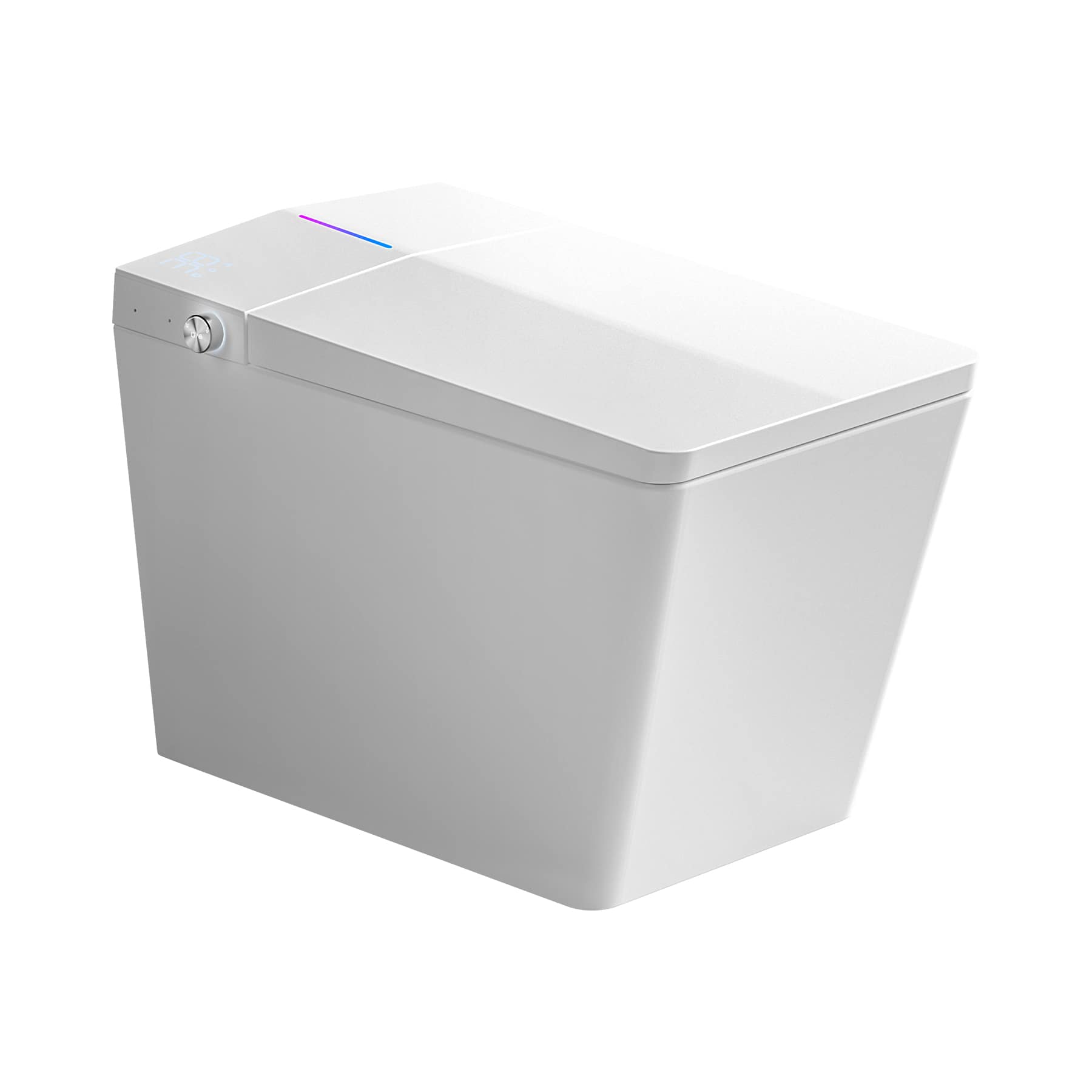 Front. Ecooso - Square Smart Toilet with Built-in Tank, Bidet, Auto Flush, Heated Seat, LED Display, Remote, Foot Sensor - White.