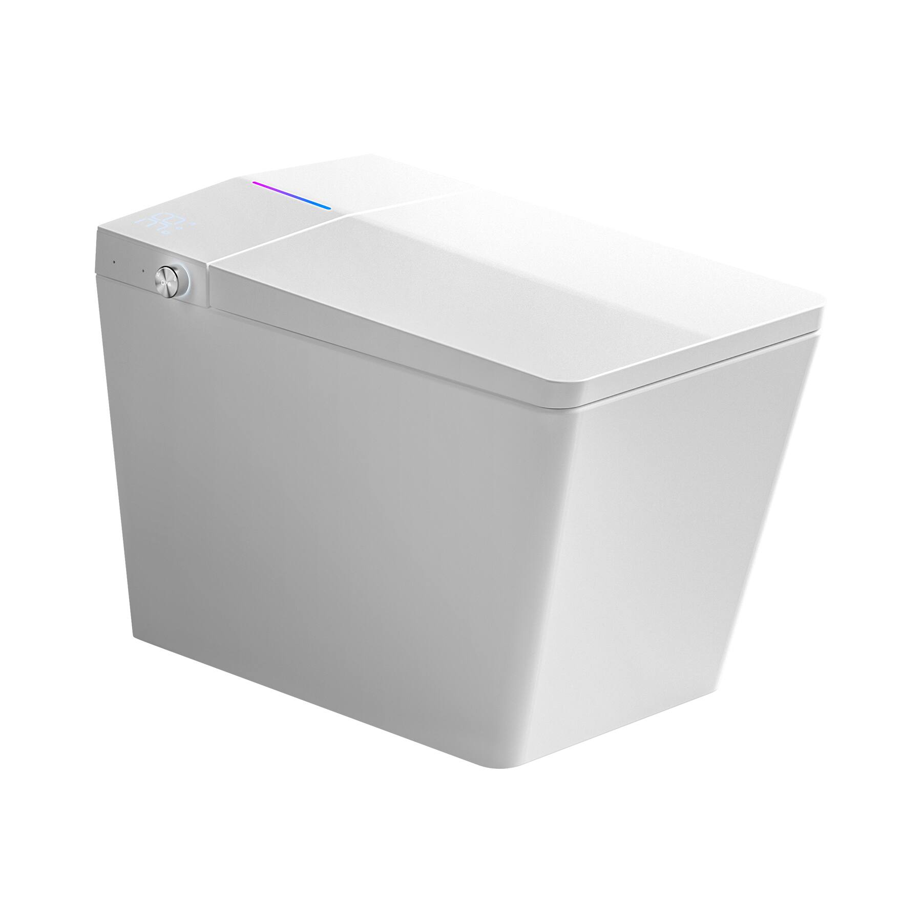 Alt View 7. Tiramisubest - Square Smart Toilet with Heated Seat,Tankless Bidet Toilet with Foot Sensor,Auto Flush,LED Display,User Memory,White - White.