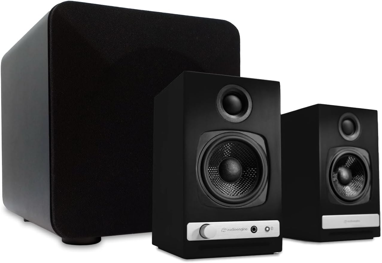Front. Audioengine - HD3 Next Gen Home Music System & S6 Black Powered Subwoofer - Black.