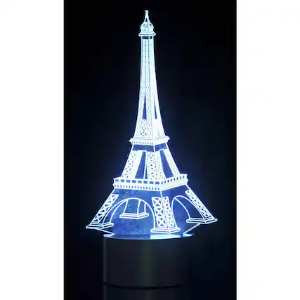 Front. JuzToys - 3D Eifel Tower Laser Cut Precision LED Lights - Black.