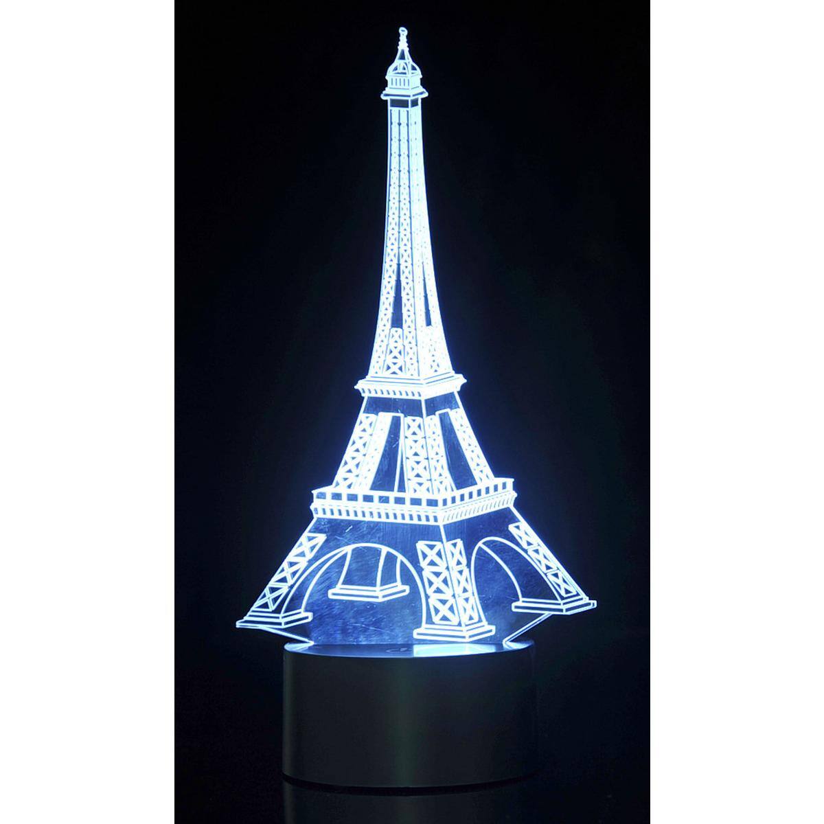 Front. JuzToys - 3D Eifel Tower Laser Cut Precision LED Lights - Black.