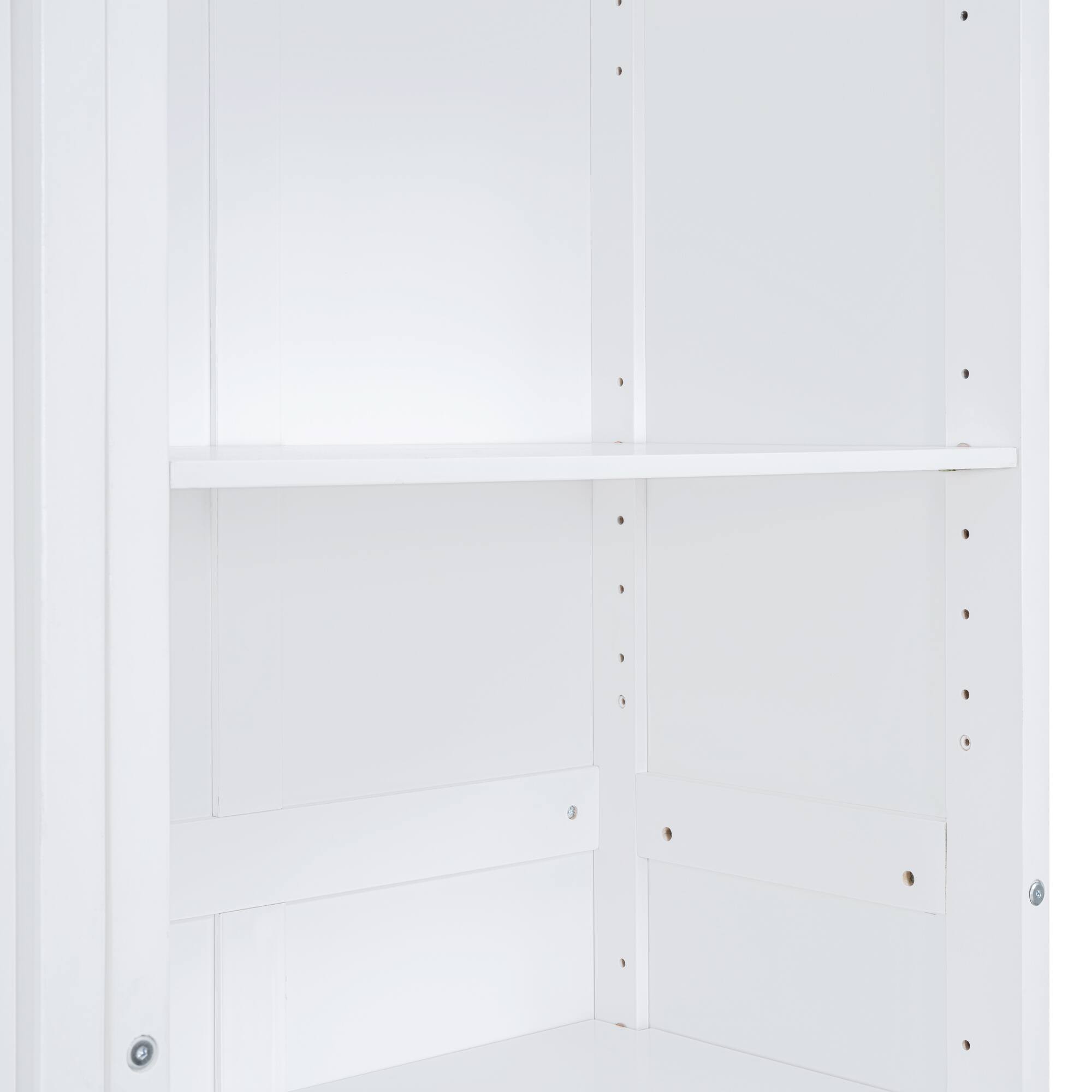 Alt View 8. Tiramisubest - Queen Size Murphy Wall Bed with Shelves, White, Wood + MDF, Space-Saving - White.
