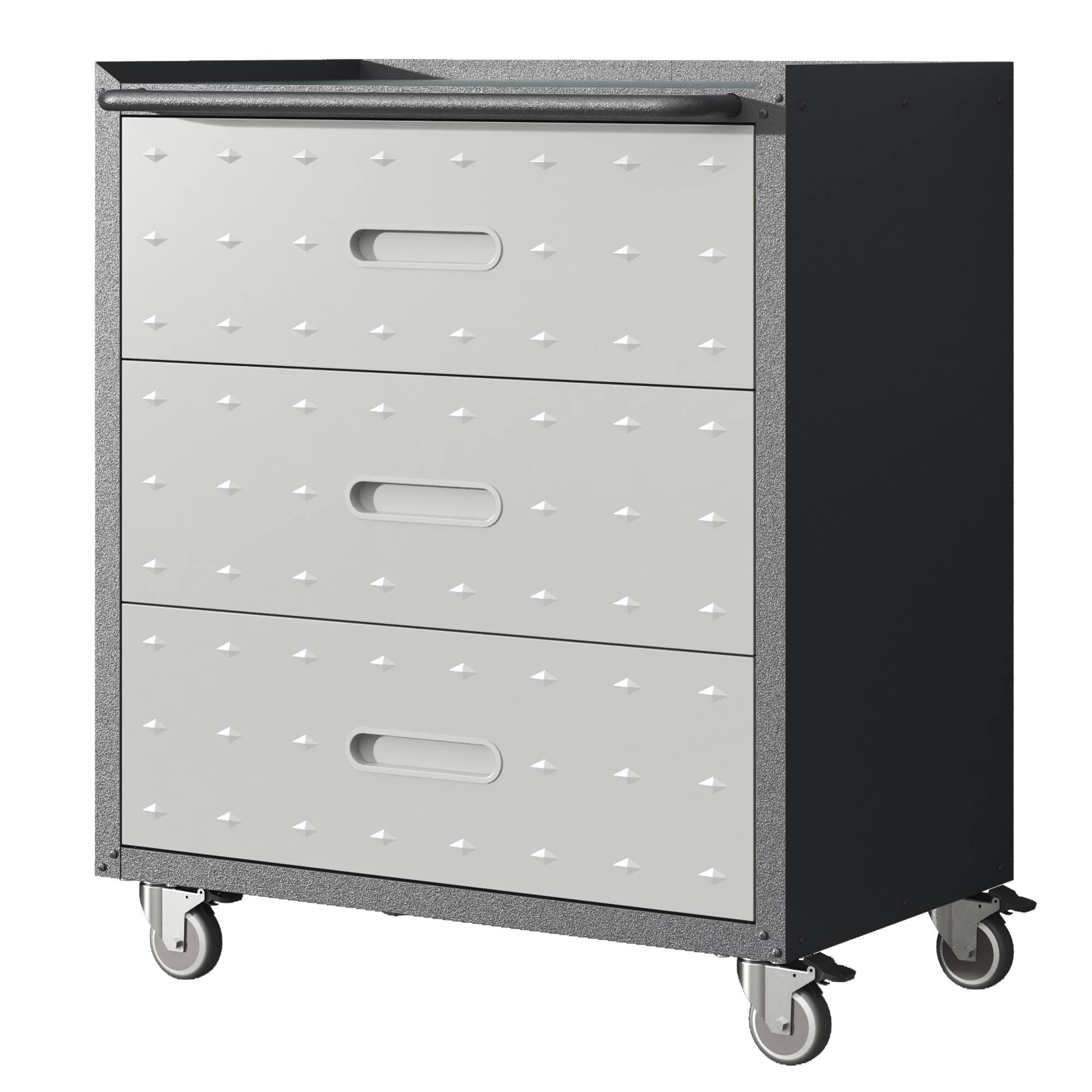 Left. LOVMOR - Heavy Duty Metal Storage Cabinet with Wheels 3 Drawer Tool Cabinet for Garage Office and Home Organization.