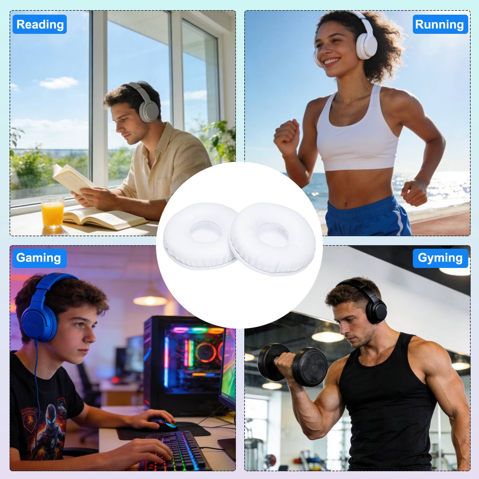 Reading  
Running  
Gaming  
Gyming
