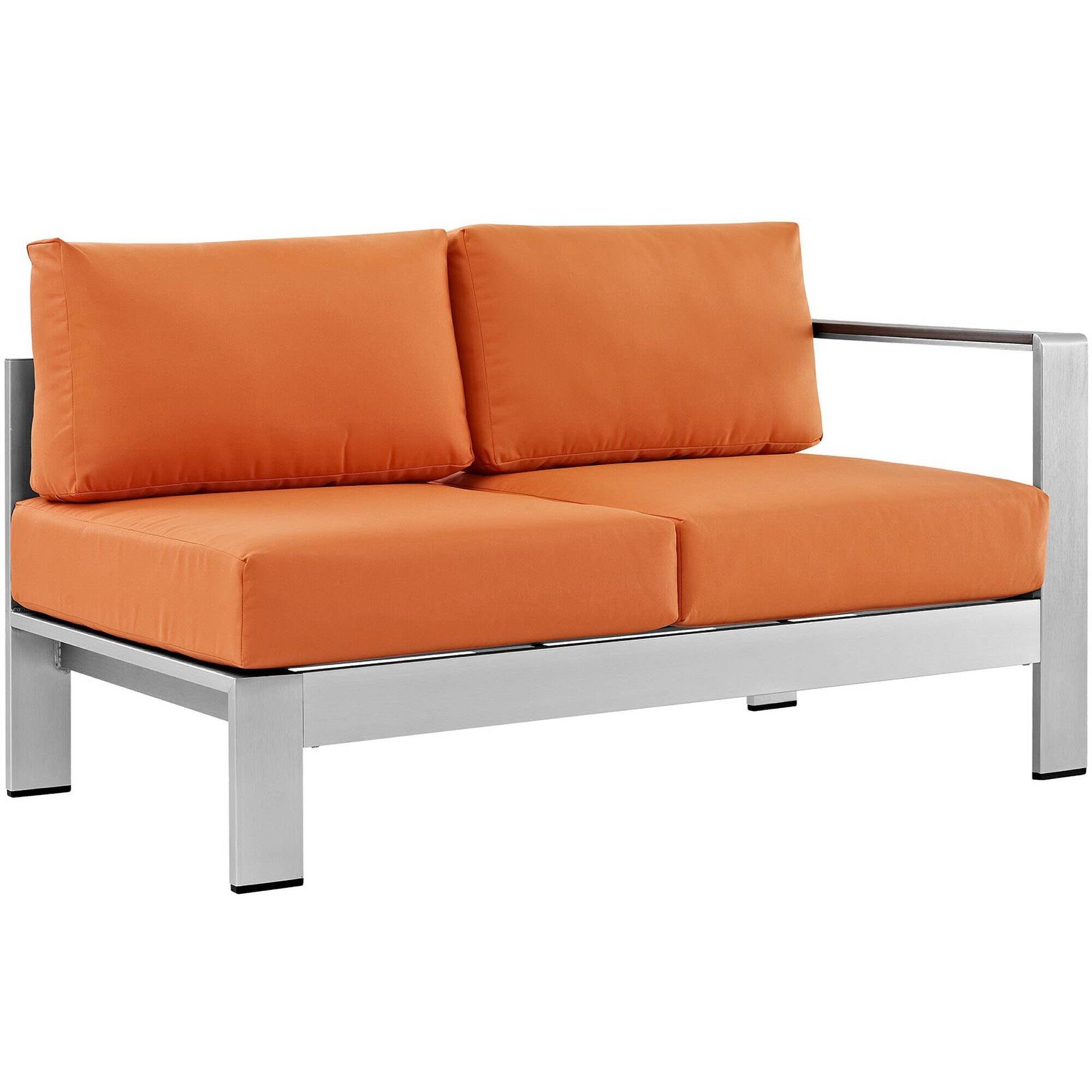 Angle. Modway - Shore Right-Arm Corner Sectional Outdoor Patio Aluminum Loveseat by Modway - Silver Orange.
