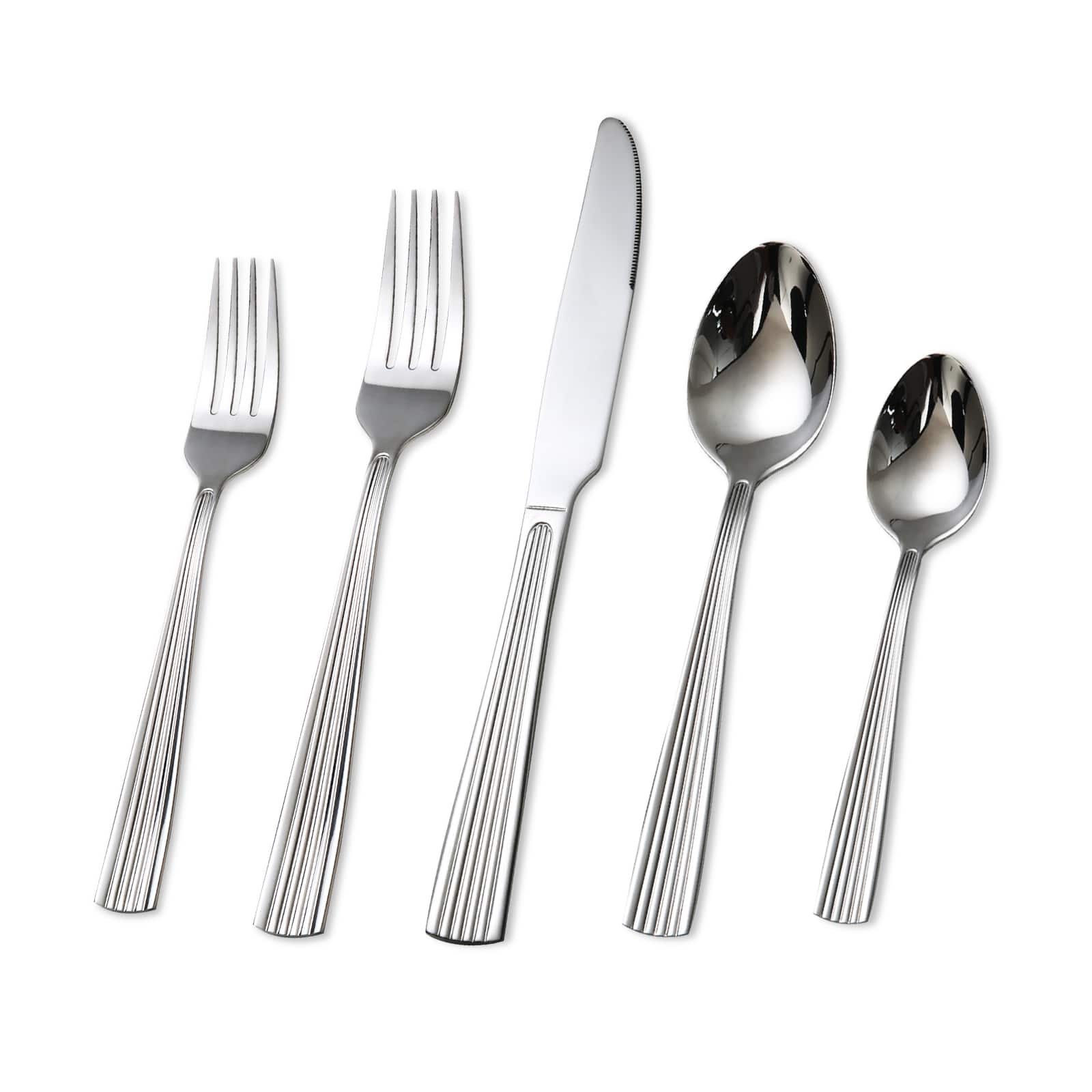 KOOMADE - Flatware Empire20/ 40/45Pcs Stainless Steel Textured Finish Dishwasher Safe Includes Salad Fork Knife Spoon - 20PCS
