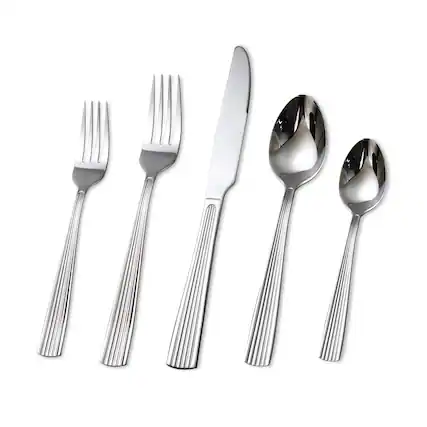 Front. KOOMADE - KOOMADE Flatware Empire20/ 40/45Pcs Stainless Steel Textured Finish Dishwasher Safe Includes Salad Fork Knife Spoon - 20PCS.