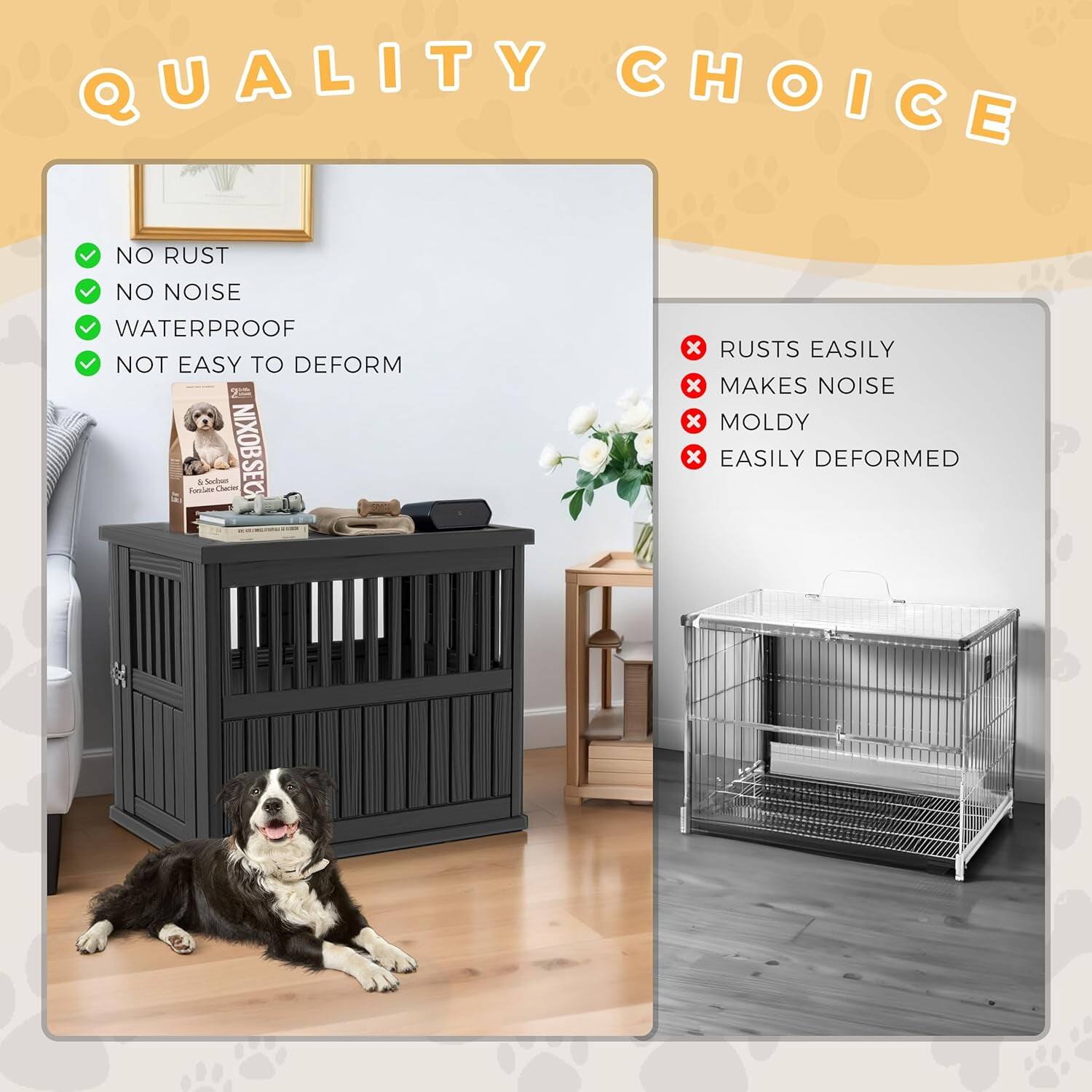 QUALITY CHOICE

- NO RUST
- NO NOISE
- WATERPROOF
- NOT EASY TO DEFORM

vs

- RUSTS EASILY
- MAKES NOISE
- MOLDY
- EASILY DEFORMED