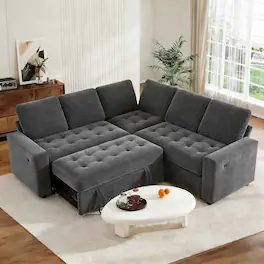 Vipbear - 5 Seat Modular Sectional Sofa with USB Ports, Adjustable Backrest, Storage Seats, Tool-Free Assembly,Dark Gray - Gray