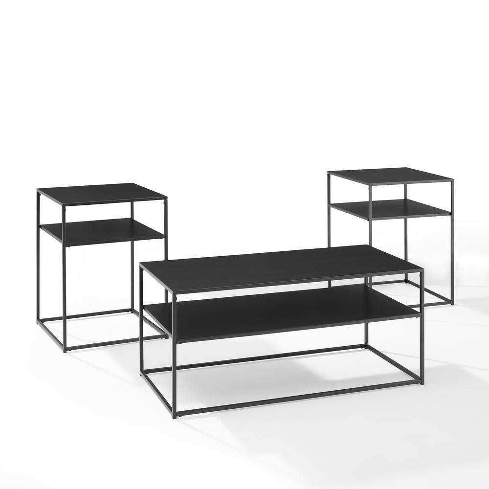 Alt View 3. Crosley Furniture - Braxton 3-Piece Coffee Table Set - Coffee Table & 2 End Tables - Matte Black.