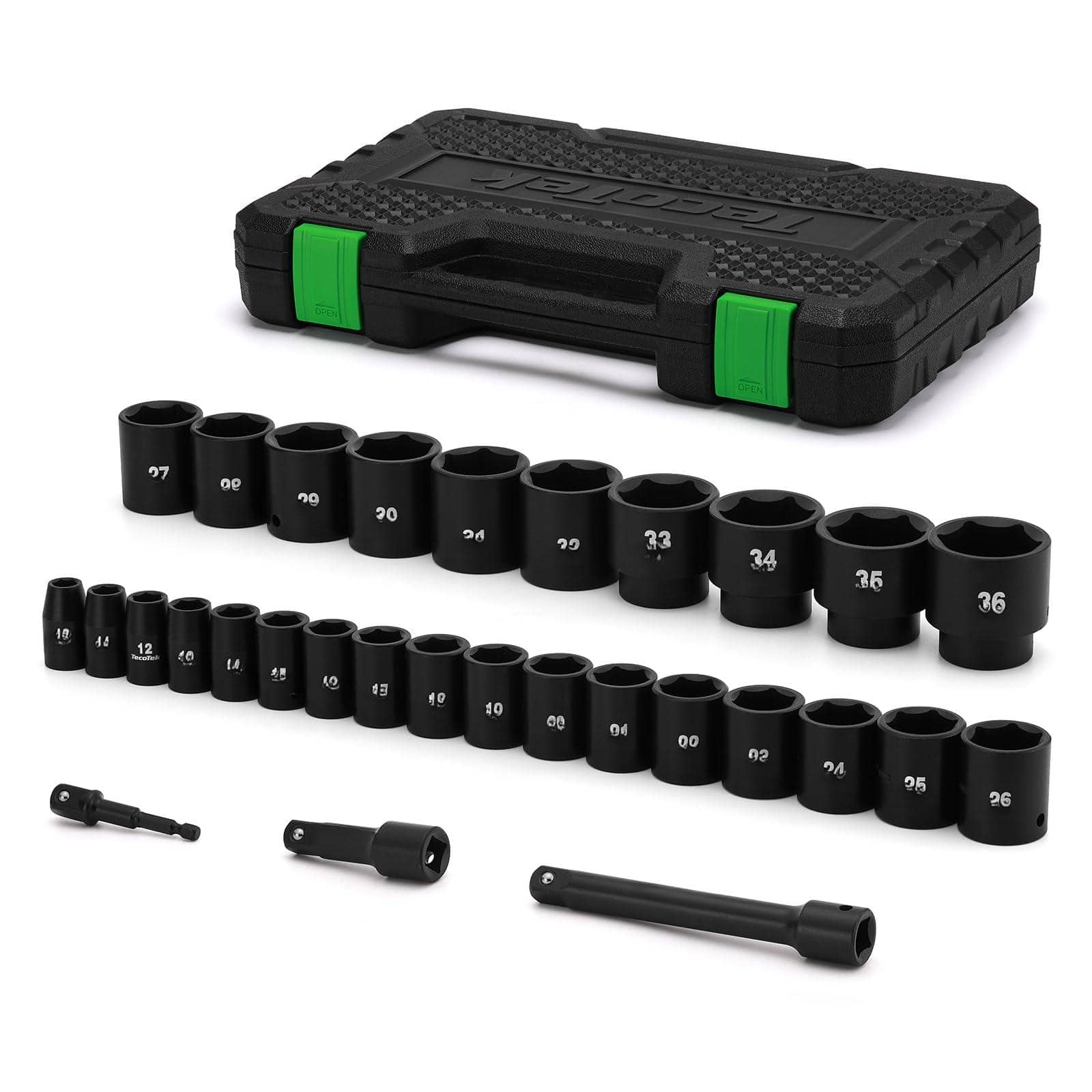 JETRANSPORT - 30 Pieces 1/2-inch Drive Shallow Metric Impact Socket Set Cr-mo 10mm To 36mm No Skipped Sizes 6 Point - 1/2" Dr. 30pcs Shallow Impact Socket