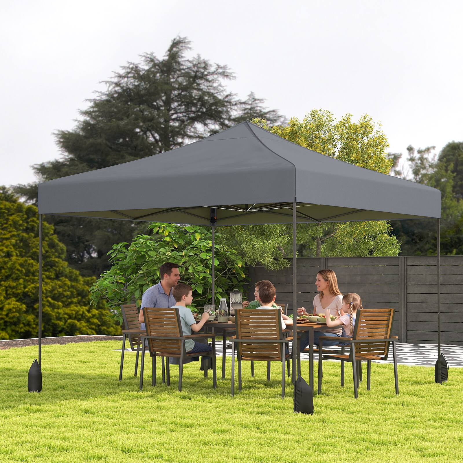 Alt View 4. Costway - Costway Pop up Canopy Tent, Heavy-duty Easy Setup Gazebo Shelter with Wheeled Bags - Gray.