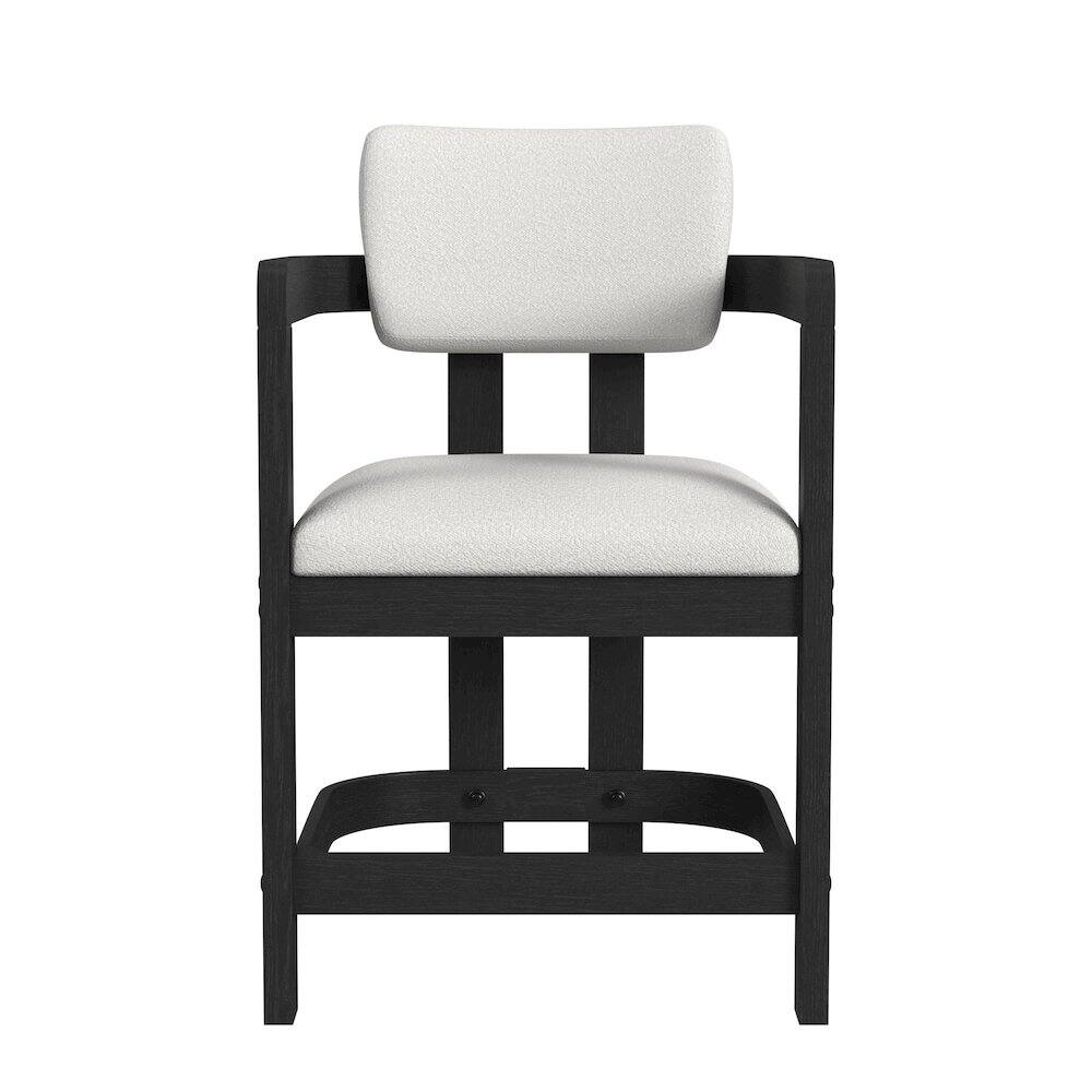 Front. Picket House Furnishings - Canal Arm Counter Stool with White Fabric in Black - Black.