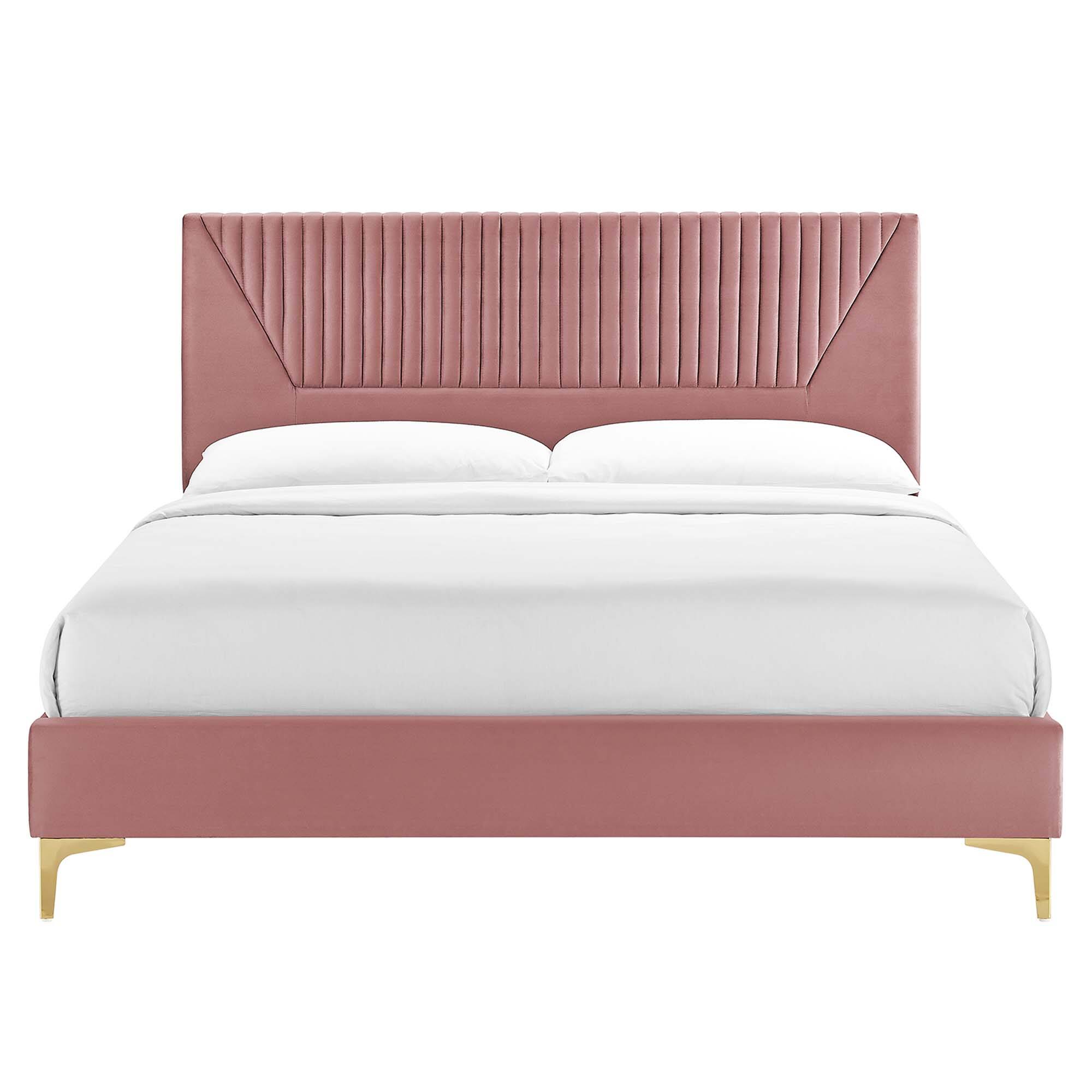 Alt View 1. Modway - Gwyneth Tufted Performance Velvet Full Platform Bed - White.