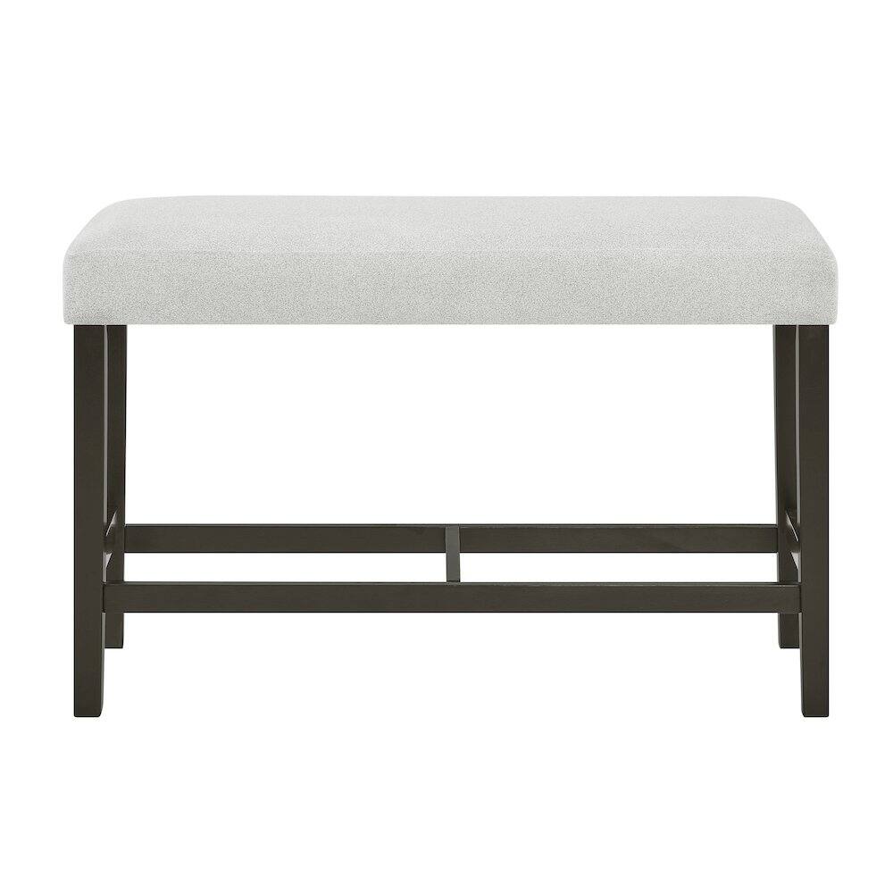 Left. New Classic Furniture - Carissa Counter Bench with Upholstered Seat in Stone - Espresso/Gray.