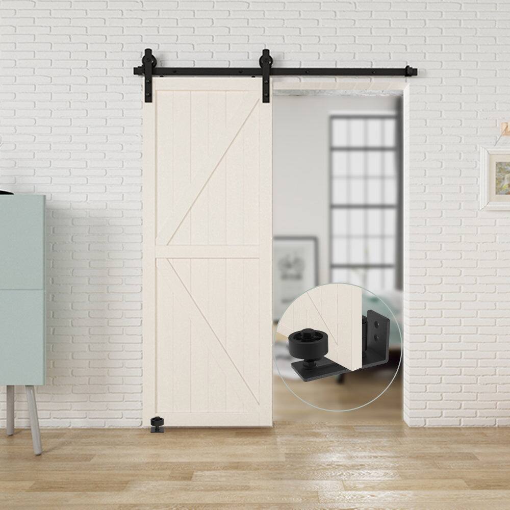 Alt View 3. Boyel Living - 4.88 in. Black Steel Heavy-Duty Adjustable Sliding Barn Door Floor Guide Hardware - Black.