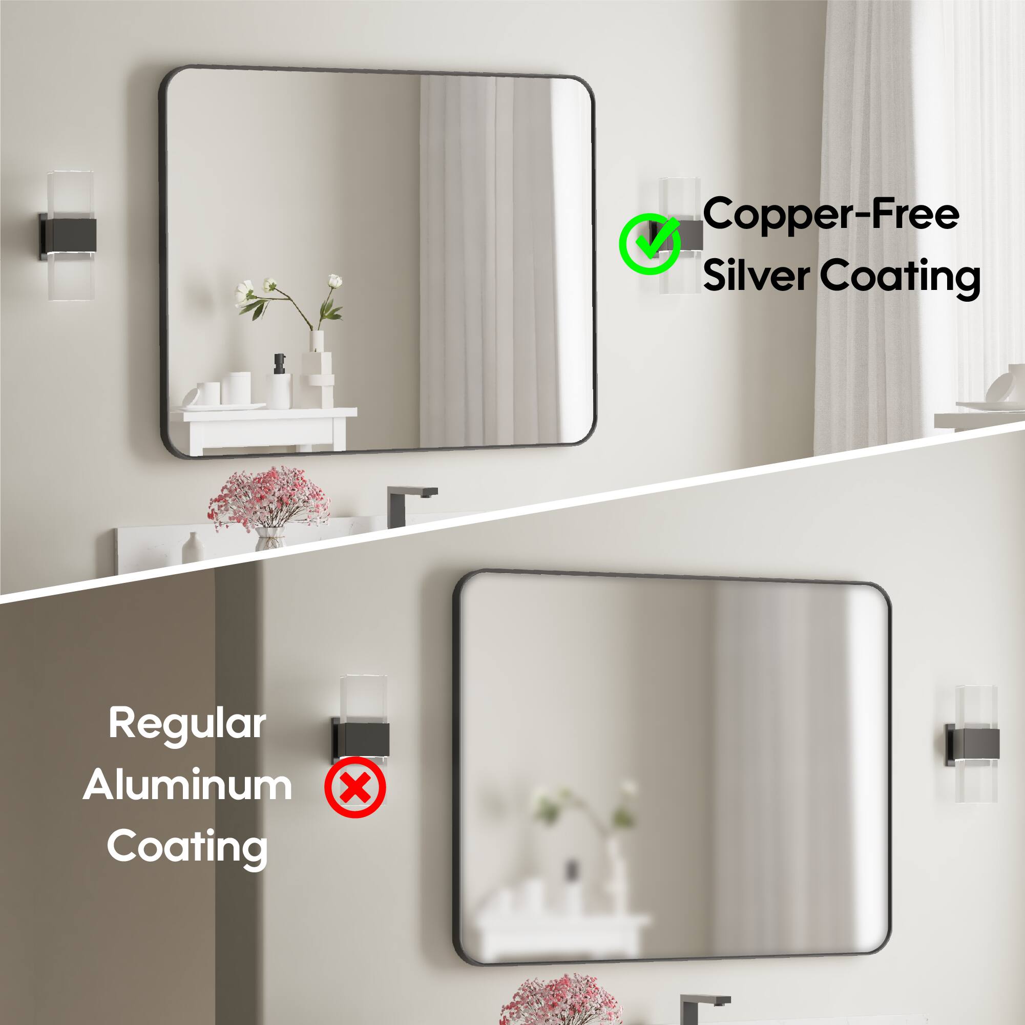 Copper-Free Silver Coating  
Regular Aluminum Coating