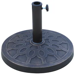 Outsunny - 18" 26 lbs Round Resin Umbrella Base Stand Market Parasol Holder with Beautiful Decorative Pattern & Easy Setup - Bronze