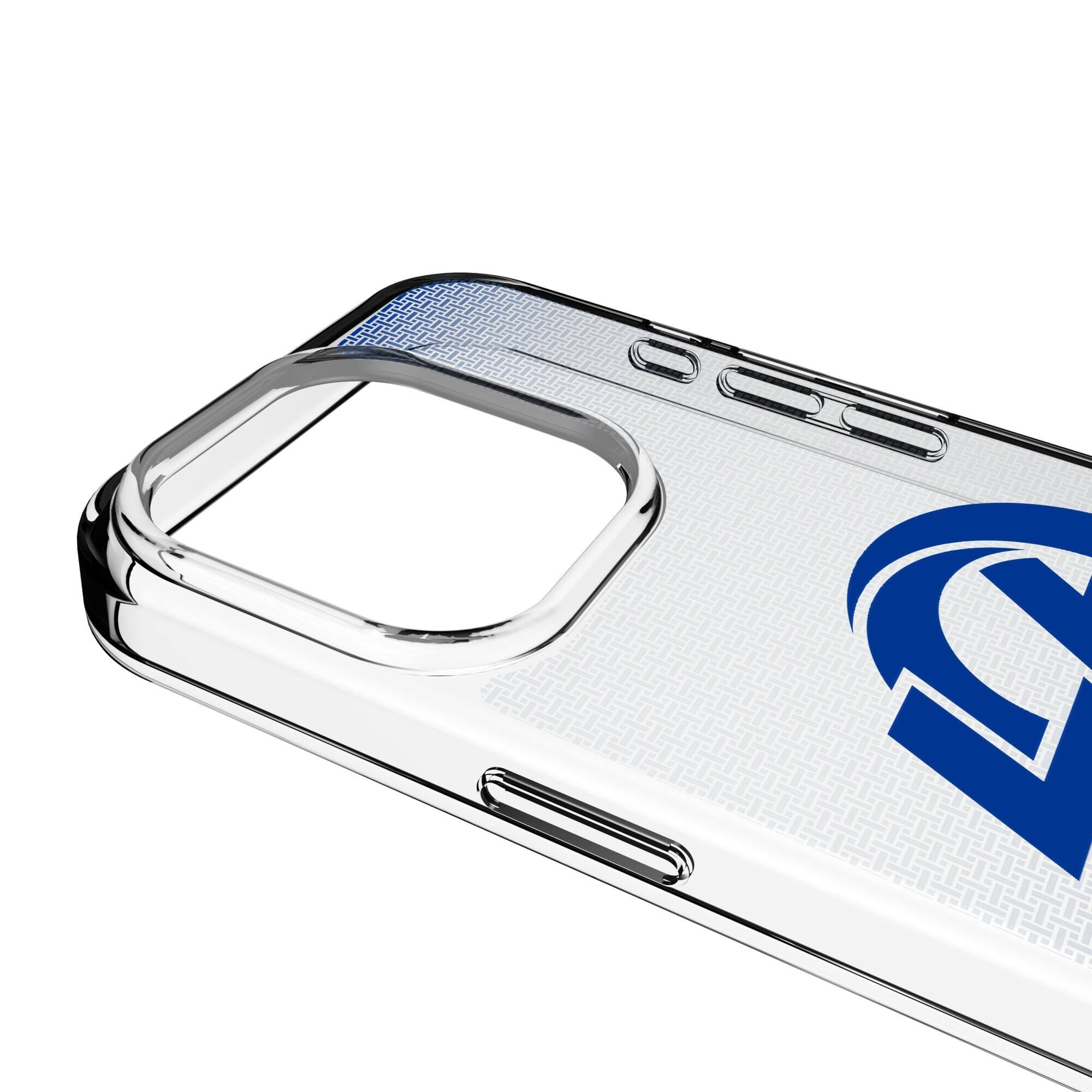 Alt View 2. Keyscaper - Los Angeles Rams Linen Logo iPhone Clear Case - 14 - Multicolor.