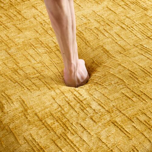 Alt View 4. Anysun - Chenille L-Shape Compressed Sofa - High-Elastic Sponge, Curved Armrests & 4 Throw Pillows for Living Room - Yellow.