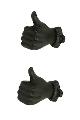 Chesapeake Bay - Cast Iron Thumbs Up Hand Decorative Wall Hooks Set of 2 - Brown