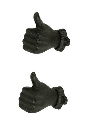 Front. Chesapeake Bay - Brown Cast Iron Thumbs Up Hand Decorative Wall Hooks Set of 2 - Brown.