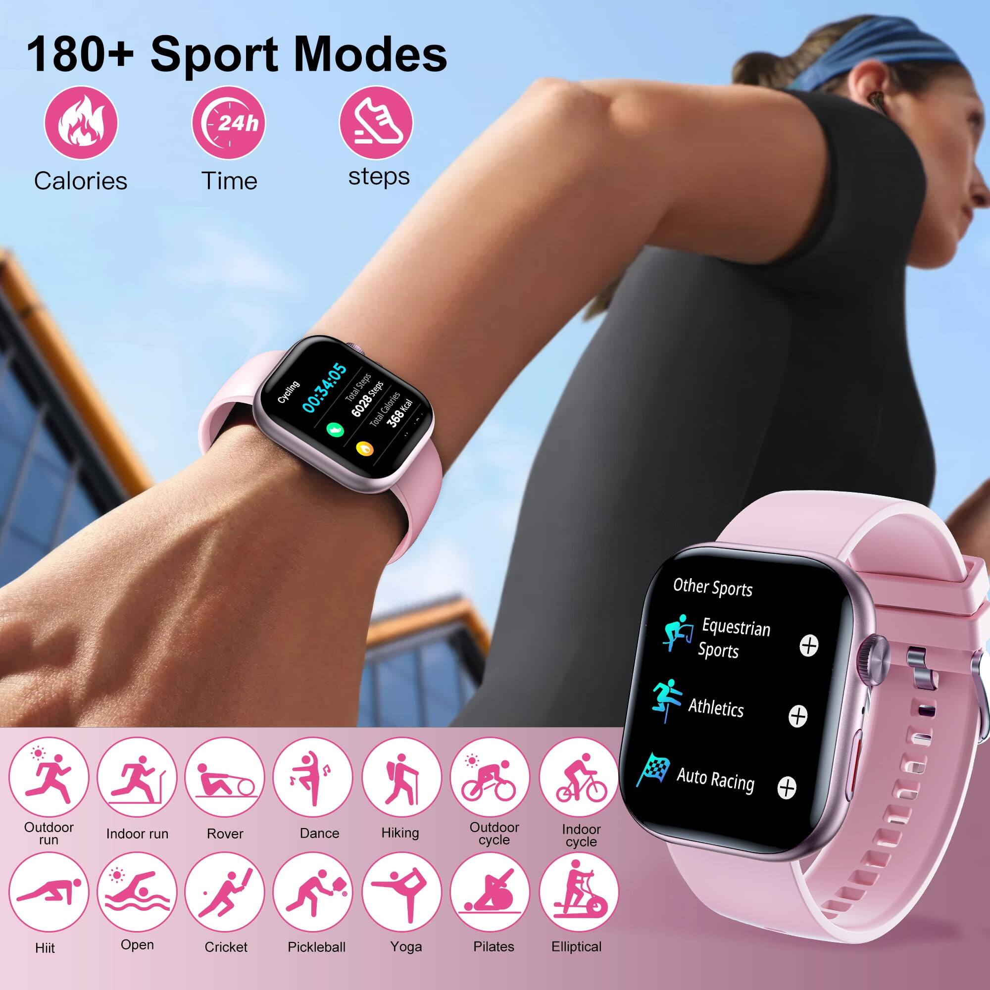 180+ Sport Modes  
24h Calories Time steps Cycling  
00:34:05  
TotalSteps Total 6028  
TotalCalories Kcal Total 368  
Other Sports  
Equestrian Sports  
Athletics  
Auto Racing  
Outdoor run  
Indoor run  
Rover  
Dance  
Hiking  
Outdoor cycle  
Indoor cycle  
Hiit  
Open  
Cricket  
Pickleball  
Yoga  
Pilates  
Elliptical