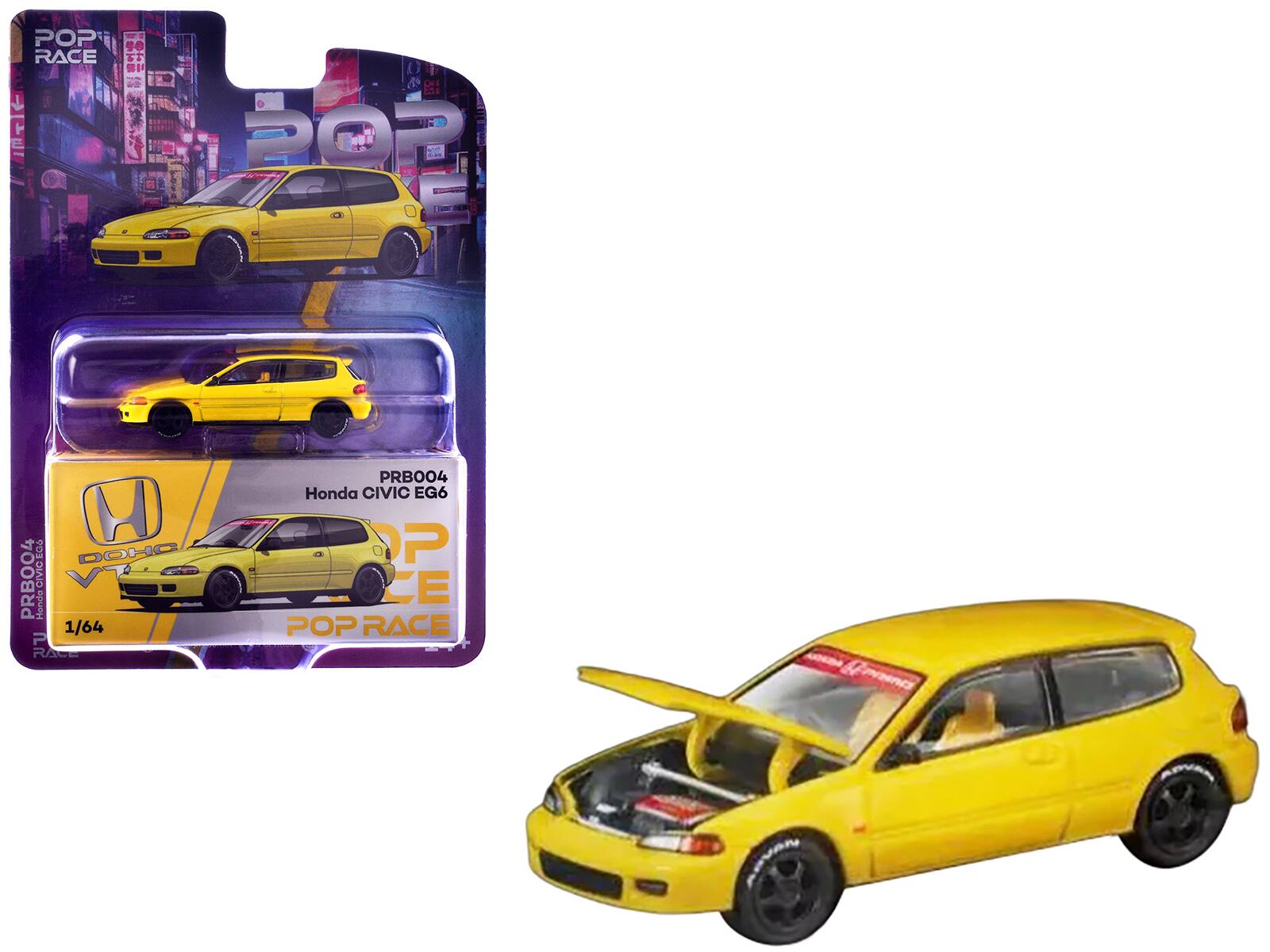 POP RACE J D 201 R Coe H DOHC PRB004 Handa CIVIC EG4 Honda 1/64 PRB004 Honda CIVIC EG6 P E POP RACE