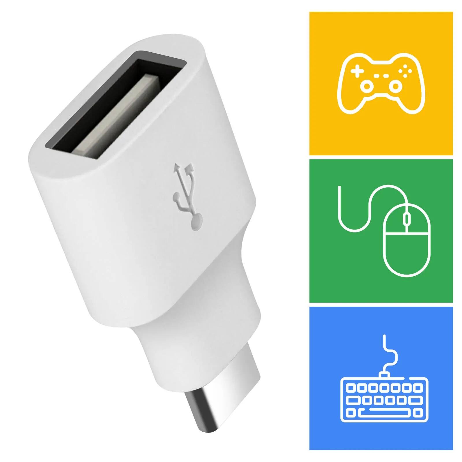 Back. Google - Google USB Type-C to USB Standard-A OTG Adapter (Type-C Male to Type-A Female) - White - White.