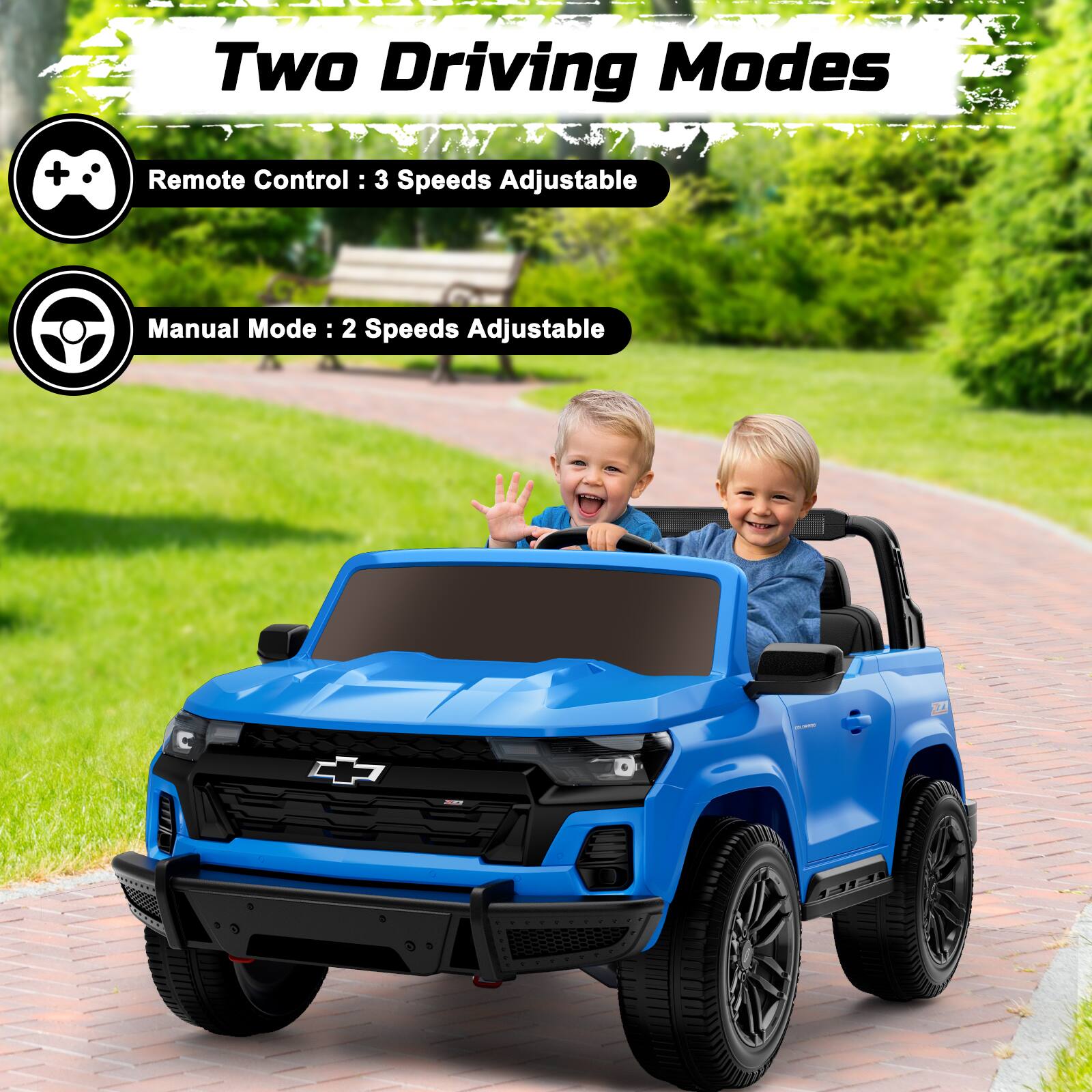 Two Driving Modes

Remote Control: 3 Speeds Adjustable

Manual Mode: 2 Speeds Adjustable
